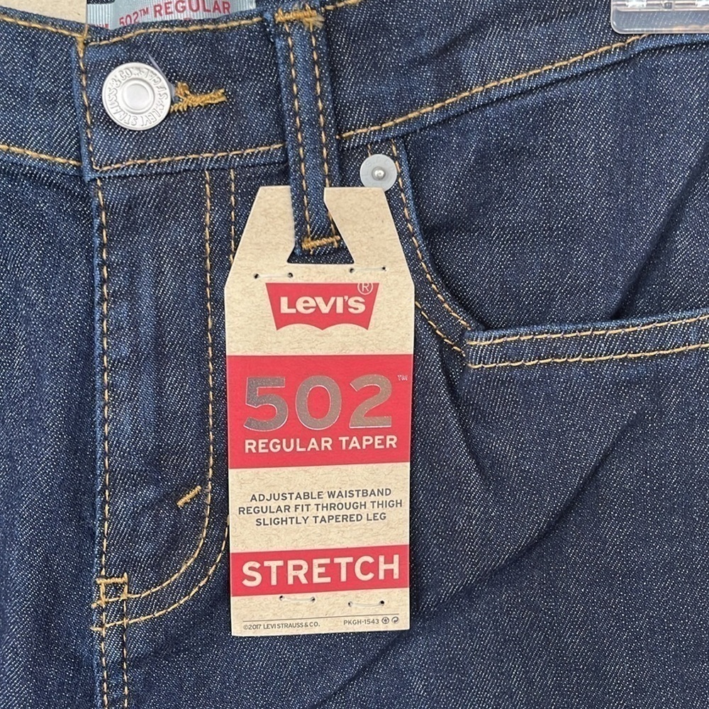 Brand New Levi’s 502 Regular Taper Adjustable Waistband Stretch Boys Dark Jeans - Picture 3 of 12